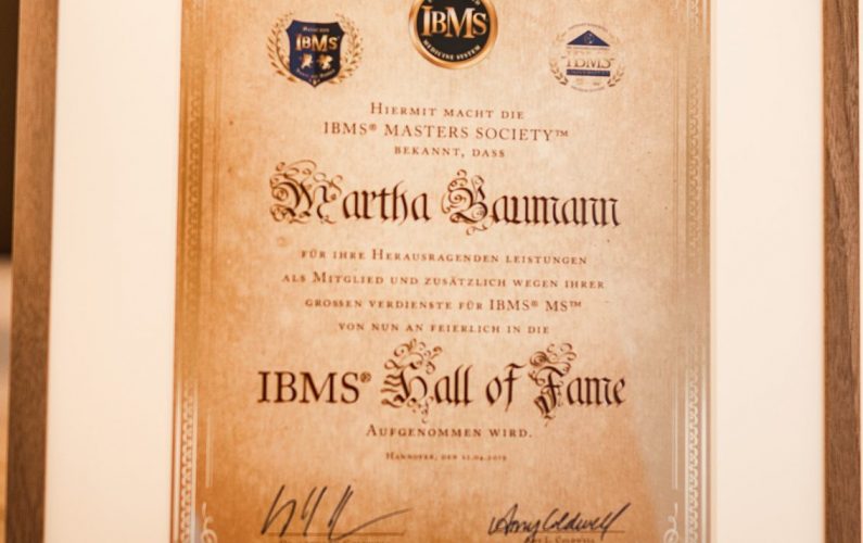 Martha Baumann - IBMS Hall of Fame - IBMS Masters Society Auszeichnung