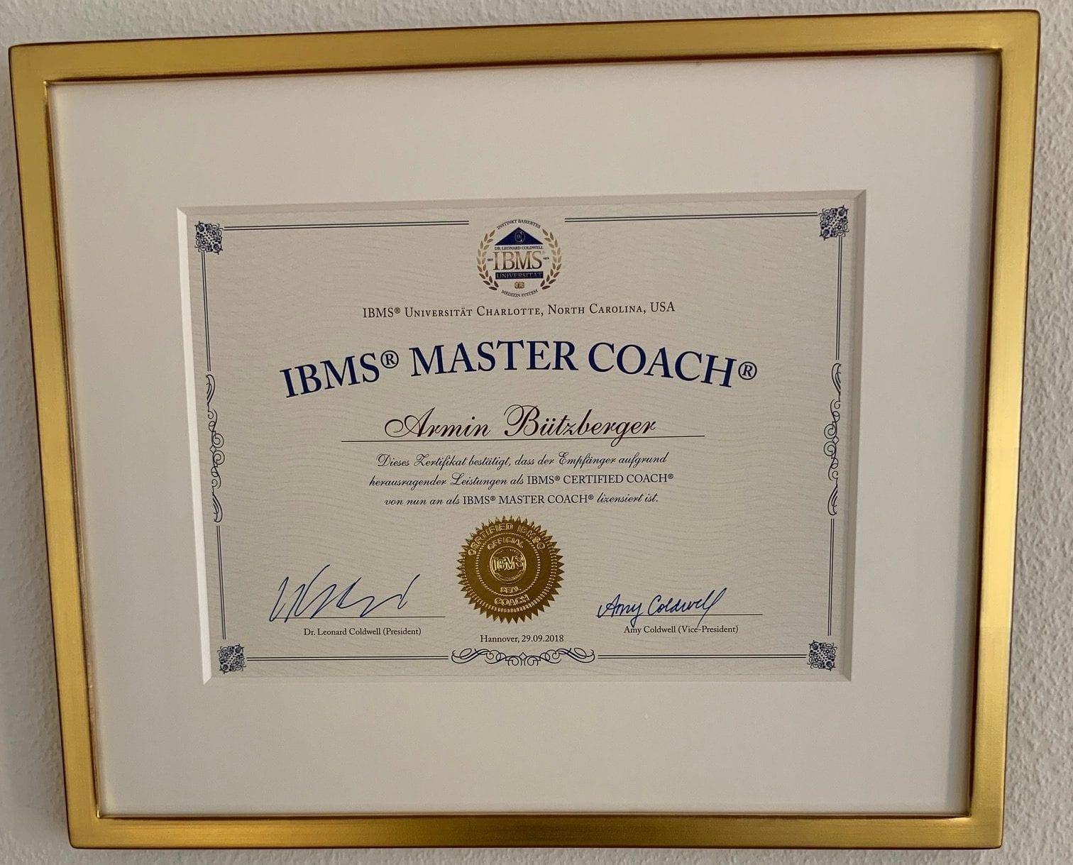 IBMS® Master Coach® Armin Bützberger mit Zusatz L & S in Luzern, Schweiz