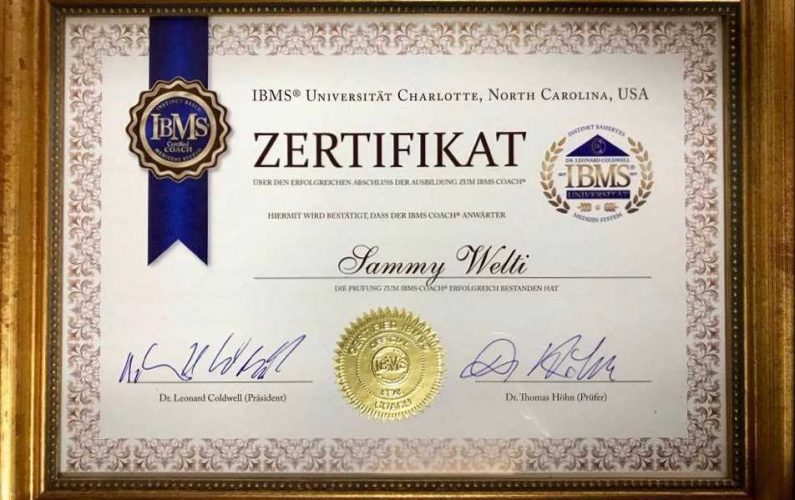 IBMS® Zertifikat Sammy Welti